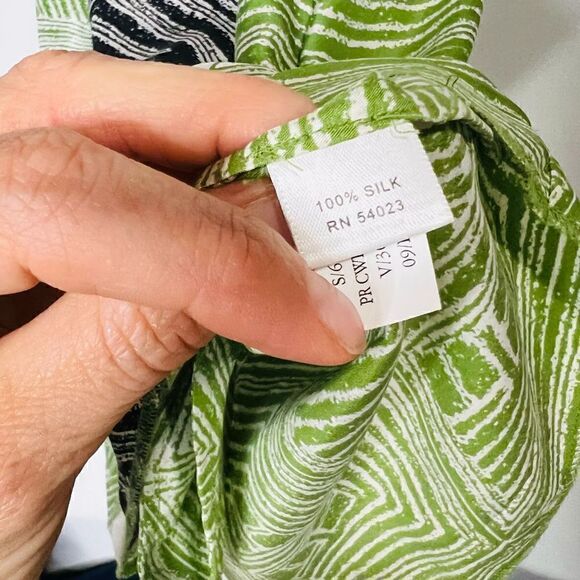 Banana Republic Silk Green Cream Black Aztec Print Tank Dress - Picture 4 of 9